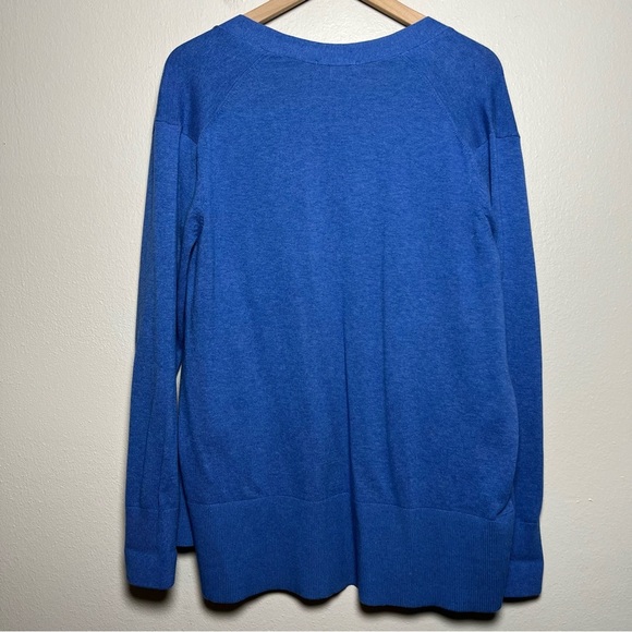 Brooks Brother Women Cardigan Sweater Large Blue Longline Cotton‎ Open Front - Picture 6 of 7